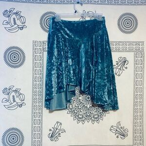 Silence + Noise Asymmetrical Blue Velvet Skirt